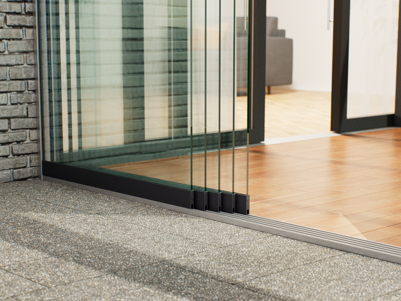 Glazen Schuifwand tot 4420mm breed (5-Rail)
